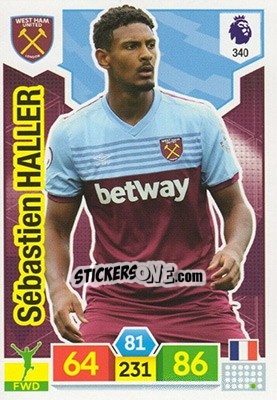 Sticker Sébastien Haller - English Premier League 2019-2020. Adrenalyn XL n. 340 - Panini