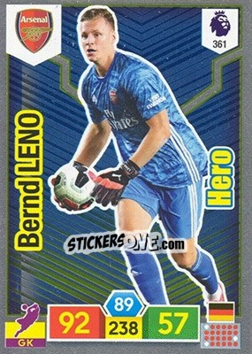 Sticker Bernd Leno - English Premier League 2019-2020. Adrenalyn XL n. 361 - Panini