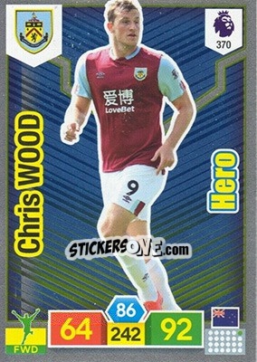 Sticker Chris Wood - English Premier League 2019-2020. Adrenalyn XL n. 370 - Panini