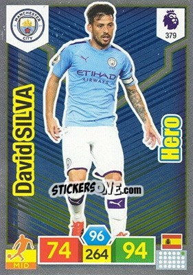 Sticker David Silva - English Premier League 2019-2020. Adrenalyn XL n. 379 - Panini