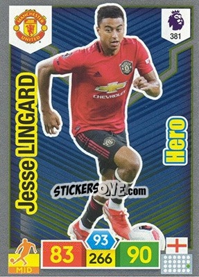 Sticker Jesse Lingard - English Premier League 2019-2020. Adrenalyn XL n. 381 - Panini