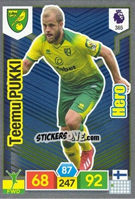 Sticker Teemu Pukki - English Premier League 2019-2020. Adrenalyn XL - Panini