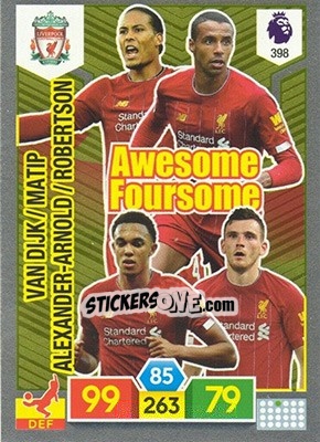 Sticker Virgil van Dijk / Joel Matip / Trent Alexander-Arnold / Andrew Robertson - English Premier League 2019-2020. Adrenalyn XL n. 398 - Panini