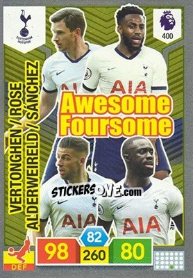 Sticker Jan Vertonghen / Danny Rose / Toby Alderweireld / Davinson Sánchez - English Premier League 2019-2020. Adrenalyn XL n. 400 - Panini