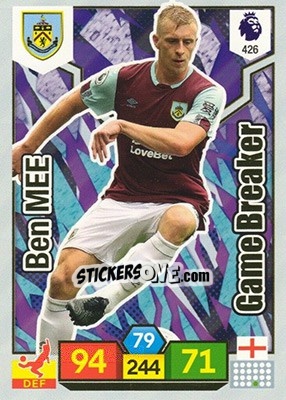 Sticker Ben Mee - English Premier League 2019-2020. Adrenalyn XL n. 426 - Panini