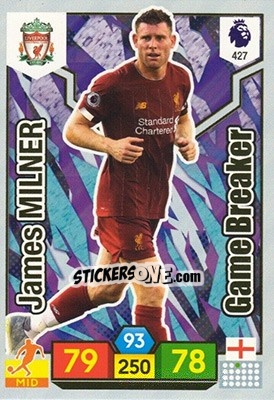 Sticker James Milner - English Premier League 2019-2020. Adrenalyn XL n. 427 - Panini