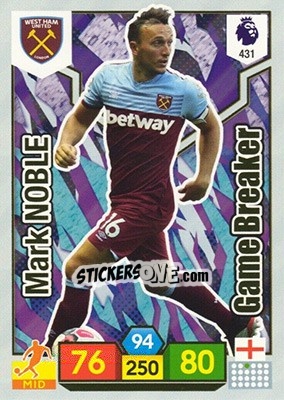 Figurina Mark Noble - English Premier League 2019-2020. Adrenalyn XL - Panini