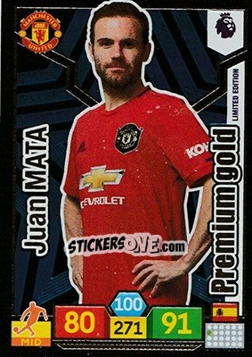 Sticker Juan Mata - English Premier League 2019-2020. Adrenalyn XL - Panini