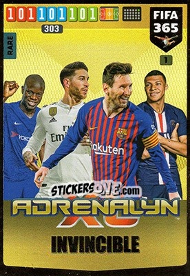 Sticker N'Golo Kante / Sergio Ramos / Lionel Messi / Kylian Mbappé - FIFA 365: 2019-2020. Adrenalyn XL n. 1 - Panini