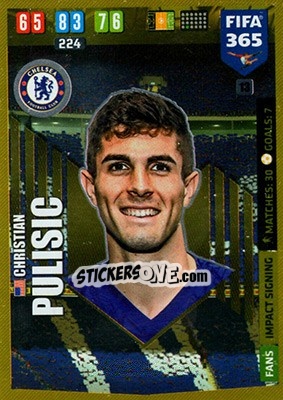 Sticker Christian Pulisic - FIFA 365: 2019-2020. Adrenalyn XL n. 13 - Panini
