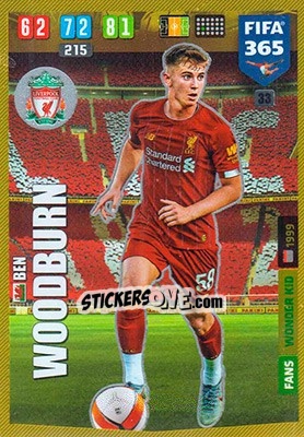 Sticker Ben Woodburn - FIFA 365: 2019-2020. Adrenalyn XL n. 33 - Panini