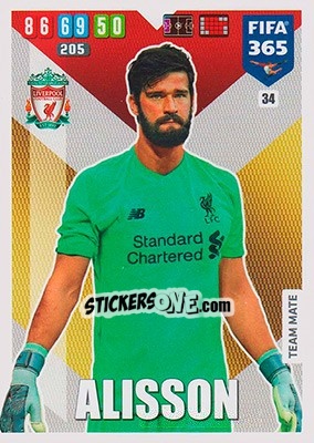 Sticker Alisson - FIFA 365: 2019-2020. Adrenalyn XL n. 34 - Panini