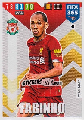 Sticker Fabinho - FIFA 365: 2019-2020. Adrenalyn XL n. 41 - Panini