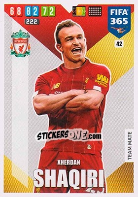 Sticker Xherdan Shaqiri - FIFA 365: 2019-2020. Adrenalyn XL n. 42 - Panini