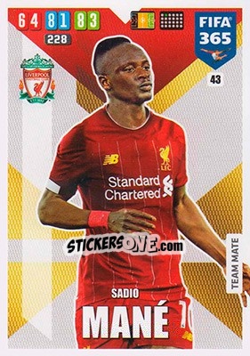 Sticker Sadio Mané - FIFA 365: 2019-2020. Adrenalyn XL n. 43 - Panini