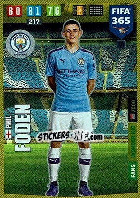 Sticker Phil Foden - FIFA 365: 2019-2020. Adrenalyn XL n. 51 - Panini