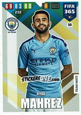 Sticker Riyad Mahrez - FIFA 365: 2019-2020. Adrenalyn XL n. 59 - Panini