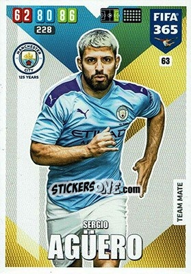 Sticker Sergio Agüero - FIFA 365: 2019-2020. Adrenalyn XL n. 63 - Panini