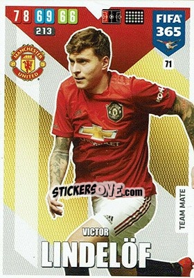 Sticker Victor Lindelöf - FIFA 365: 2019-2020. Adrenalyn XL n. 71 - Panini