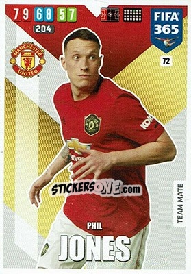 Sticker Phil Jones - FIFA 365: 2019-2020. Adrenalyn XL n. 72 - Panini