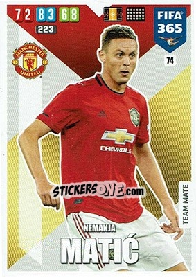 Sticker Nemanja Matic - FIFA 365: 2019-2020. Adrenalyn XL n. 74 - Panini
