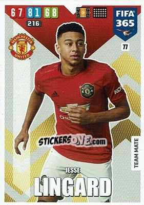 Sticker Jesse Lingard - FIFA 365: 2019-2020. Adrenalyn XL n. 77 - Panini