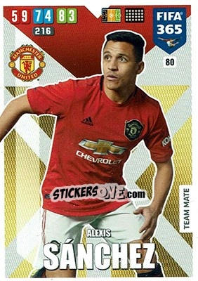 Sticker Alexis Sánchez - FIFA 365: 2019-2020. Adrenalyn XL n. 80 - Panini