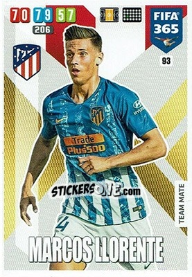 Sticker Marcos Llorente - FIFA 365: 2019-2020. Adrenalyn XL n. 93 - Panini