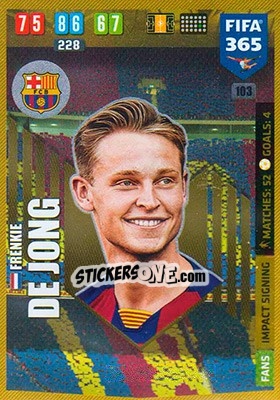 Sticker Frenkie de Jong - FIFA 365: 2019-2020. Adrenalyn XL n. 103 - Panini