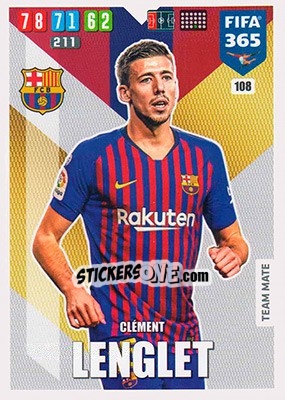 Sticker Clement Lenglet - FIFA 365: 2019-2020. Adrenalyn XL n. 108 - Panini