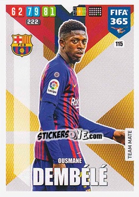 Sticker Ousmane Dembélé - FIFA 365: 2019-2020. Adrenalyn XL n. 115 - Panini