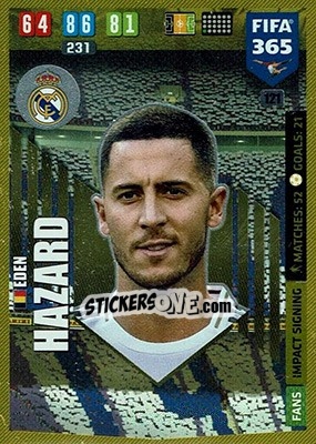 Sticker Eden Hazard - FIFA 365: 2019-2020. Adrenalyn XL n. 121 - Panini
