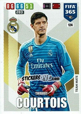 Sticker Thibaut Courtois - FIFA 365: 2019-2020. Adrenalyn XL n. 124 - Panini