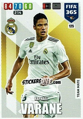 Sticker Raphaël Varane - FIFA 365: 2019-2020. Adrenalyn XL n. 125 - Panini