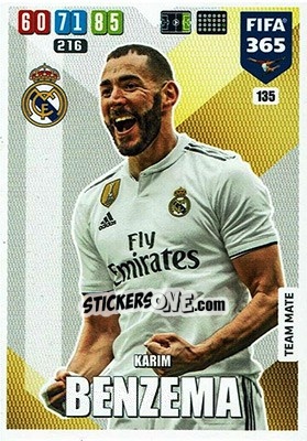 Sticker Karim Benzema - FIFA 365: 2019-2020. Adrenalyn XL n. 135 - Panini