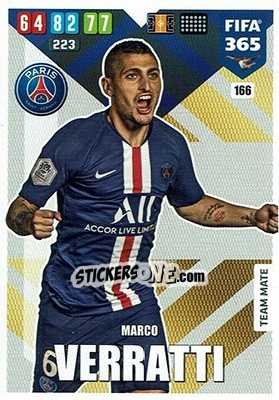 Sticker Marco Verratti - FIFA 365: 2019-2020. Adrenalyn XL n. 166 - Panini