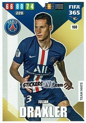 Sticker Julian Draxler - FIFA 365: 2019-2020. Adrenalyn XL n. 168 - Panini