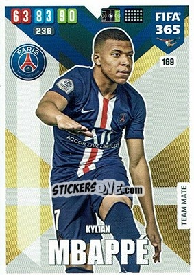 Sticker Kylian Mbappé - FIFA 365: 2019-2020. Adrenalyn XL n. 169 - Panini