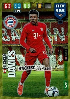 Sticker Alphonso Davies - FIFA 365: 2019-2020. Adrenalyn XL n. 177 - Panini