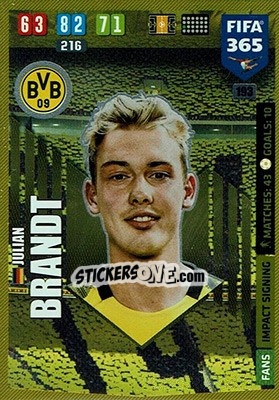 Sticker Julian Brandt - FIFA 365: 2019-2020. Adrenalyn XL n. 193 - Panini