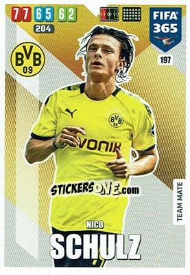 Sticker Nico Schulz - FIFA 365: 2019-2020. Adrenalyn XL n. 197 - Panini