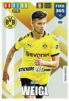 Sticker Julian Weigl - FIFA 365: 2019-2020. Adrenalyn XL n. 203 - Panini