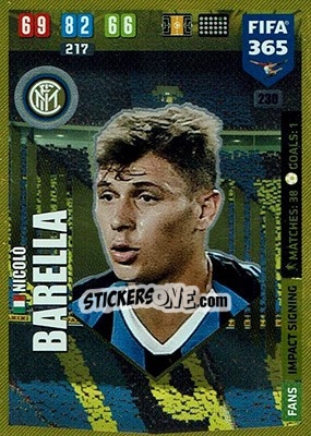 Sticker Nicolo Barella - FIFA 365: 2019-2020. Adrenalyn XL n. 230 - Panini