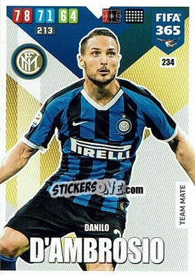 Sticker Danilo D'Ambrosio - FIFA 365: 2019-2020. Adrenalyn XL n. 234 - Panini