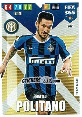 Sticker Matteo Politano - FIFA 365: 2019-2020. Adrenalyn XL n. 242 - Panini