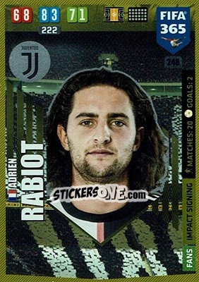 Sticker Adrien Rabiot - FIFA 365: 2019-2020. Adrenalyn XL n. 248 - Panini