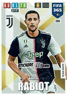 Sticker Adrien Rabiot - FIFA 365: 2019-2020. Adrenalyn XL n. 259 - Panini