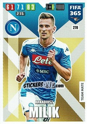 Sticker Arkadiusz Milik - FIFA 365: 2019-2020. Adrenalyn XL n. 278 - Panini