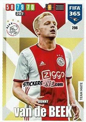 Sticker Donny van de Beek - FIFA 365: 2019-2020. Adrenalyn XL n. 296 - Panini