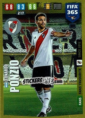 Sticker Leonardo Ponzio - FIFA 365: 2019-2020. Adrenalyn XL n. 301 - Panini